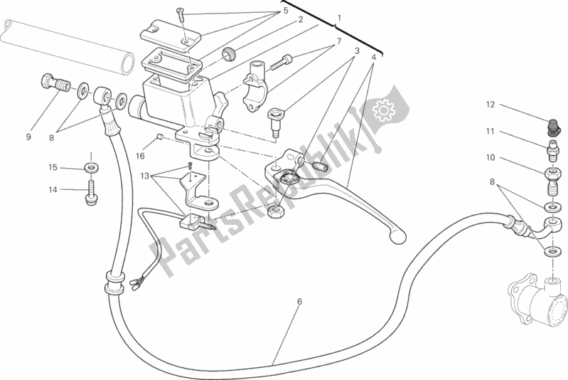 All parts for the Clutch Master Cylinder of the Ducati Monster 696 ABS USA 2013